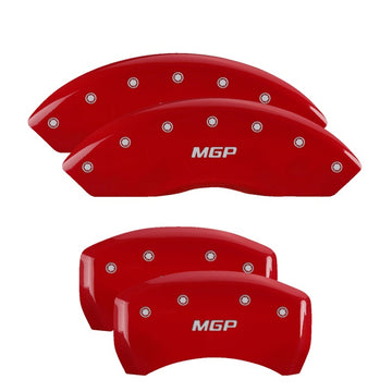 Cubiertas de pinza MGP 4 grabadas delanteras y traseras MGP Acabado rojo plateado ch