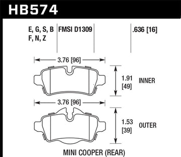 Pastillas de freno traseras Hawk 07+ Mini Cooper HPS 5.0