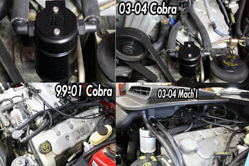 J&amp;L 99-04 Ford Mustang SVT Cobra Separador de aceite del lado del conductor 3.0 - Negro anodizado