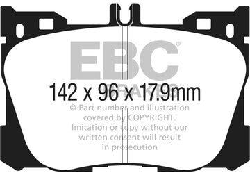 EBC 2017+ Mercedes-Benz E300 (W213) 2.0L Turbo Redstuff Pastillas de freno delanteras