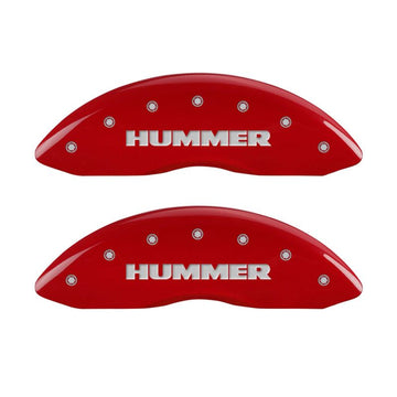 Cubiertas de pinza MGP 4 Hummer delanteras y traseras grabadas Acabado rojo plateado ch
