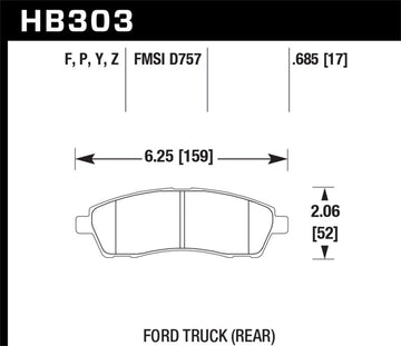 Hawk 99-05 Cadillac Excursion / 99-04 Ford F-250/F-350 Super Duty Pickup Pastillas de freno traseras LTS Street