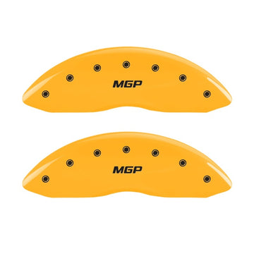 MGP Front set 2 Caliper Covers Engraved Front MGP Yellow finish black ch
