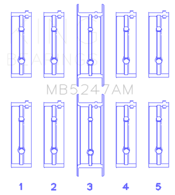 King Engine Bearings Chevrolet L4 2.2L Ecotec AM-Series Main Bearings (Set of 5)