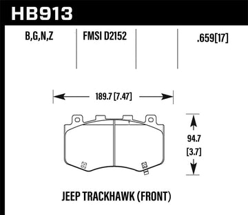 Pastillas de freno delanteras de cerámica Hawk 18-19 Jeep Grand Cherokee Performance