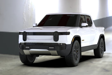 Rally Armor 2022 Rivian R1T Guardabarros negro UR con logotipo gris oscuro