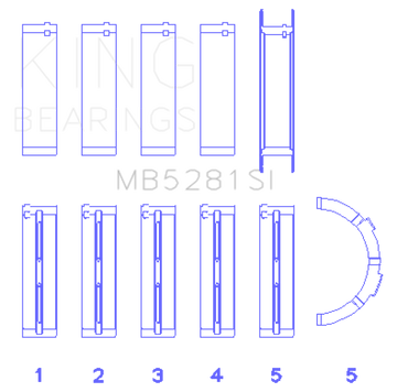 King Engine Bearings Ford 281CI 4.6L V8 (Size STD) Main Bearing Set