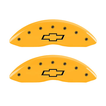 MGP 4 Caliper Covers Engraved Front & Rear Bowtie Yellow Finish Black Char 2000 Chevrolet Camaro