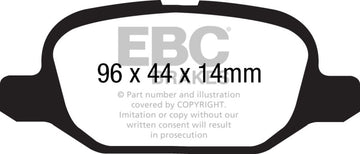 EBC 11+ Fiat 500 1.4 (calipers ATE) Pastillas de freno traseras Redstuff