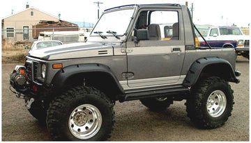 Bushwacker 86-95 Suzuki Samurai bengalas estilo bolsillo, 2 piezas, color negro