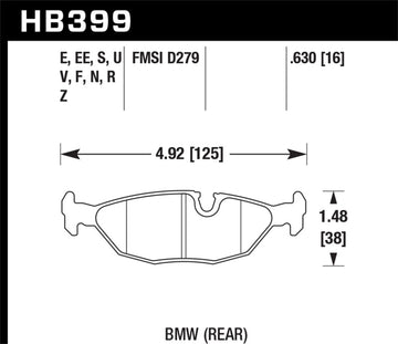 Hawk 84-4/91 BMW 325 (E30)Azul 9012 Almohadillas de carrera traseras (NO PARA USO EN CALLE)