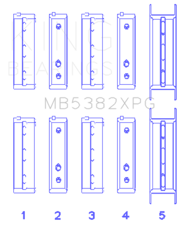 King Subaru EJ20/EJ22/EJ25 (Thrust in #5 Position) Tri-Metal Perf Main Bearing Set - Size +0.25mm