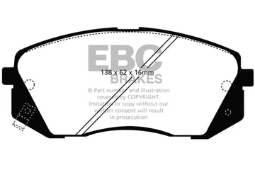 EBC 15+ Hyundai Sonata 1.6 Turbo (Freno de estacionamiento eléctrico) Pastillas de freno delanteras Redstuff