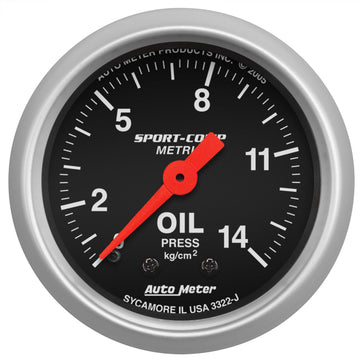 Autometer Sport Comp 52,4 mm Mecánico 0-14 Kg/ Cm2 Manómetro Métrico De Presión De Aceite