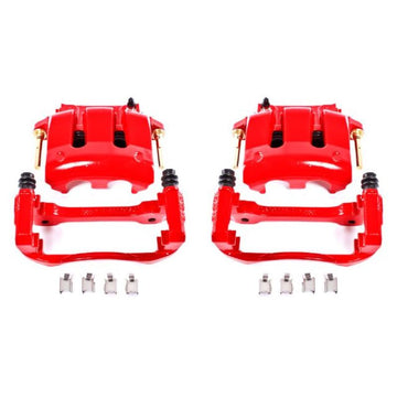 Power Stop 05-14 Ford Mustang pinzas delanteras rojas con soportes - par