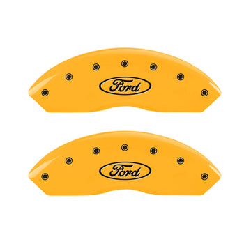 MGP 4 Caliper Covers Engraved Front & Rear Oval Logo/Ford Yellow Finish Black Char 2008 Ford F-150