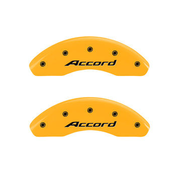 MGP 4 Caliper Covers Engraved Front Accord Engraved Rear Accord Yellow finish black ch