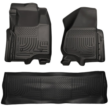 Husky Liners 11-12 Ford SD Crew Cab WeatherBeater Combo revestimientos de piso negros (sin caja de transmisión manual)