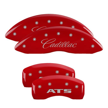 Cubiertas de pinza MGP 4 grabadas delanteras y traseras GMC Acabado rojo plateado ch