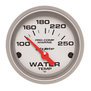 Medidor de temperatura del agua Autometer 2 1/6 pulgadas 100-200 grados F eléctrico marino plateado