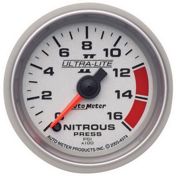 Autometer Ultra-Lite II 2 1/16 pulgadas FSE 0 - 1600 PSI Manómetro nitroso