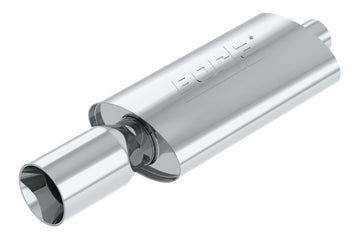 Borla Boomer Silenciador Thumper Oval 2-1/4 pulgadas de entrada y salida lateral de 4 pulgadas