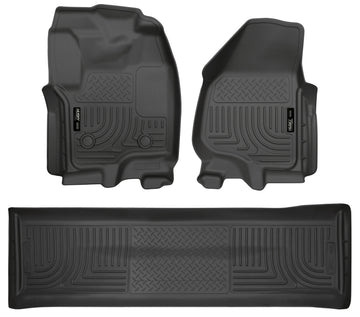 Husky Liners 2012.5 Ford SD Crew Cab WeatherBeater Combo Revestimientos de piso negros (sin caja de transmisión manual)