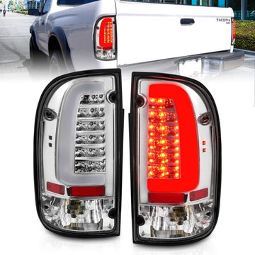 ANZO 1995-2004 Toyota Tacoma luces traseras LED carcasa cromada lente transparente (par)