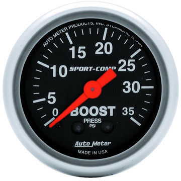 Autometer Sport-Comp 52mm 35 PSI Medidor de impulso mecánico