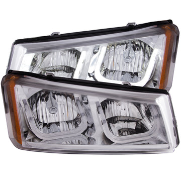 ANZO 2003-2006 Chevrolet Silverado 1500 Faros delanteros con barra en U cromada