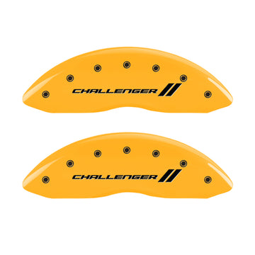 MGP 4 Caliper Covers Engraved Front & Rear With stripes/Challenger Yellow finish black ch
