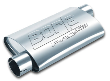 Silenciador Borla Universal Pro-XS Oval 2,5 pulgadas de entrada/salida compensada/silenciador con muescas compensadas