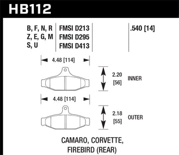 Pastilla de freno trasera Hawk 84-96 Corvette /88.5-97 Pontiac Firebird HPS Street