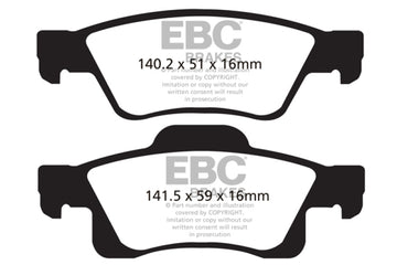 EBC 11+ Dodge Durango 3.6 Pastillas de freno traseras extra resistentes