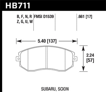 Halcón 13 Subaru BRZ / 13 Scion FR-S Perf. Pastillas de freno de calle delanteras de cerámica