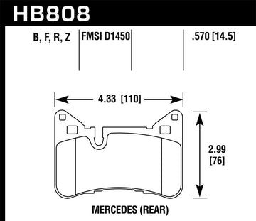 Hawk 2012-2015 Mercedes Benz C63 AMG Pastillas de freno traseras HPS 5.0