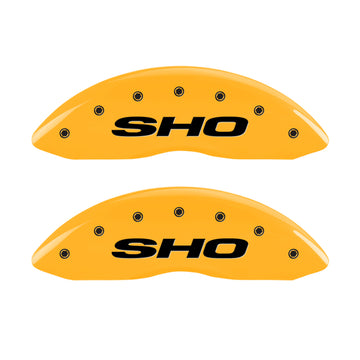 MGP 4 Caliper Covers Engraved Front & Rear SHO Yellow finish black ch