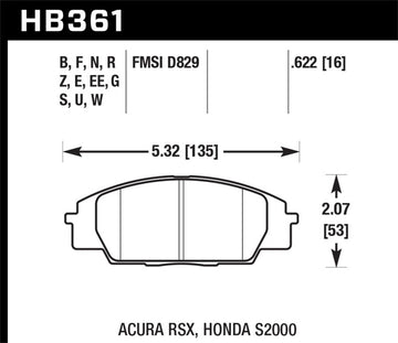Hawk 02-06 Acura RSX / 06-11 Honda Si / 00-09 S2000 DTC-70 Pastillas de freno delanteras de carrera