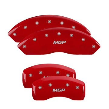 Cubiertas de pinza MGP 4 grabadas delanteras y traseras MGP Acabado rojo plateado ch