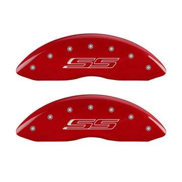 Cubiertas de pinza MGP 4 grabadas delanteras y traseras Gen 5/SS Acabado rojo plateado ch