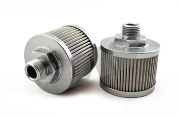 DeatschWerks Prefiltro universal de bomba de combustible de acero inoxidable 8AN 100 micras