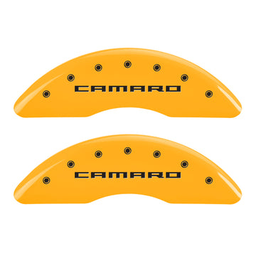 MGP 4 Caliper Covers Engraved Front & Rear Gen 5/Camaro Yellow finish black ch
