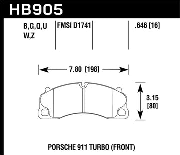 Pastillas de freno delanteras Hawk 18 Porsche 911 HPS 5.0