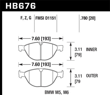 Pastillas de freno delanteras Hawk 06-10 BMW M5/M6 HPS Street