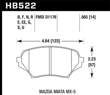 Hawk 2006-2006 Mazda MX-5 Miata Club Spec HPS 5.0 Pastillas de freno delanteras