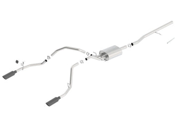 Borla 14 Silv/Sierra C/B Exhaust ATAK 1500 5.3L V8 AT/MT 2&4WD Ext Cab (78.7) WB - Black Chrome