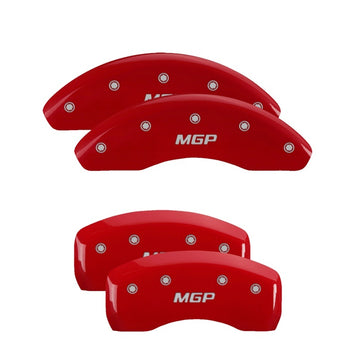 Cubiertas de pinza MGP 4 Logotipo ovalado delantero y trasero grabado/Acabado rojo Ford plateado ch