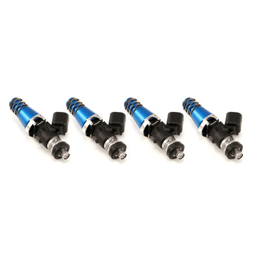 Inyectores Injector Dynamics 1340 cc - 60 mm de longitud - Parte superior azul de 11 mm - Cojín inferior Denso (juego de 4)
