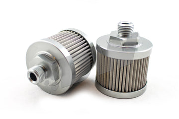DeatschWerks Prefiltro universal de bomba de combustible de acero inoxidable 6AN 100 micrones