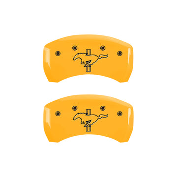 MGP Rear set 2 Caliper Covers Engraved Rear GT500 Shelby & Cobra Yellow finish black ch